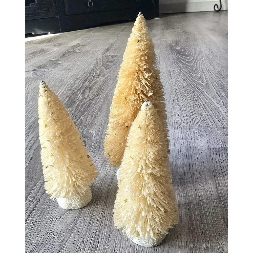 Lot 3 DEPARTMENT 56 CREAM BRUSH BOTTLE CHRISTMAS TREES 